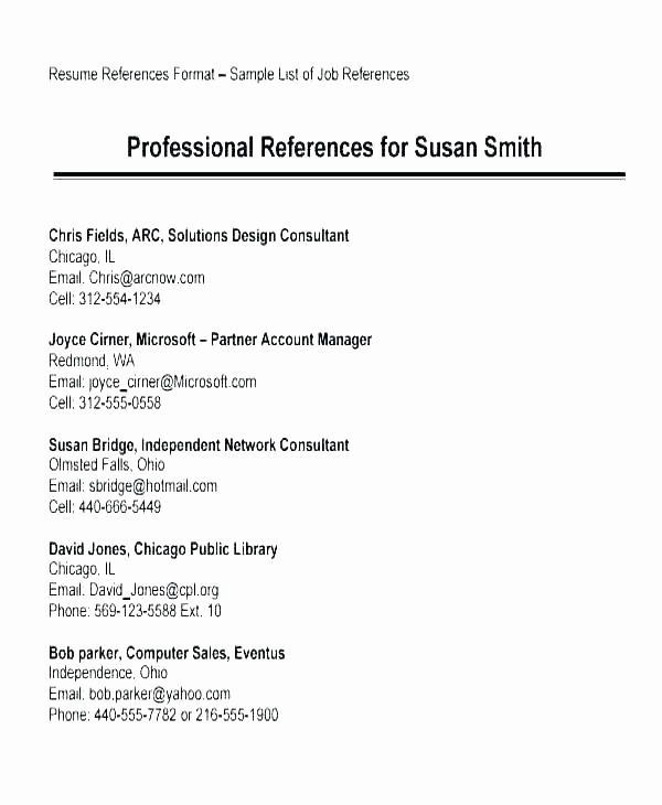Professional Reference List Template Word Fresh Example References A Download