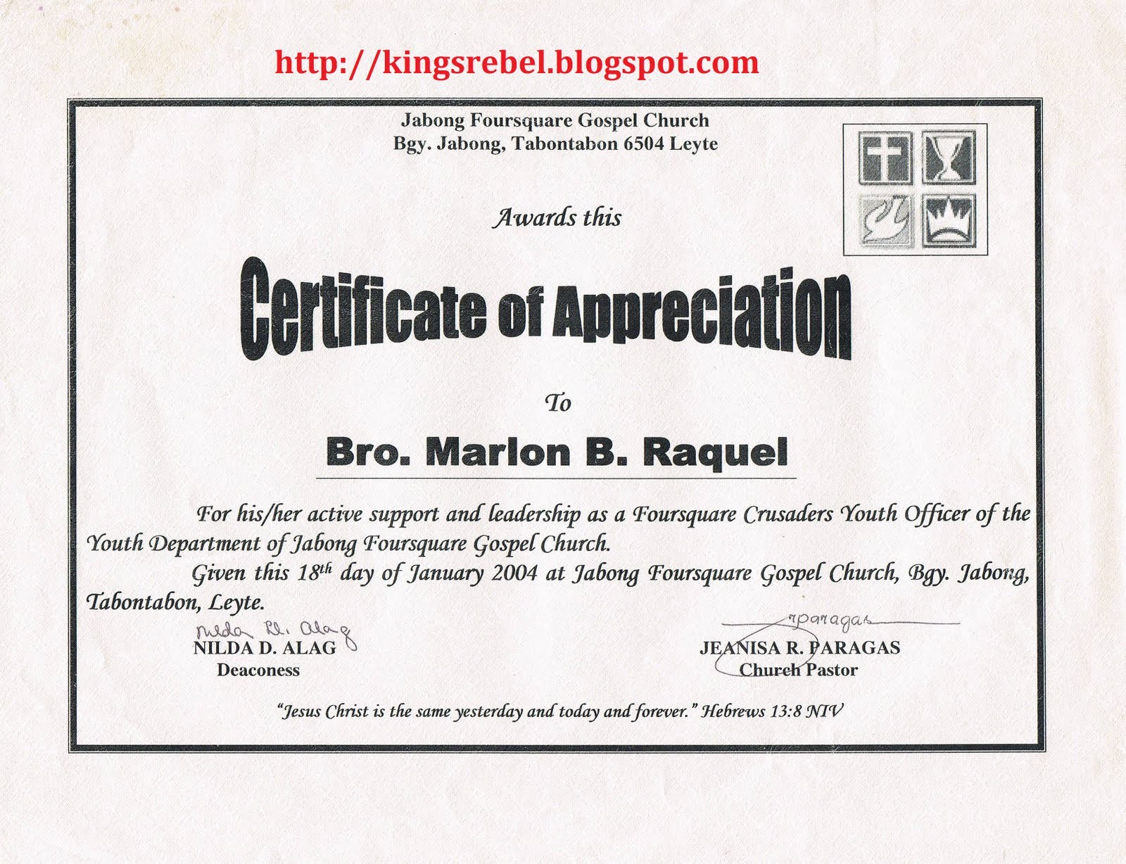 Recognition Certificate S Appreciation Church Of