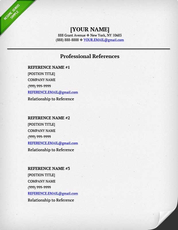 References On A Resume Genius Professional Template Download