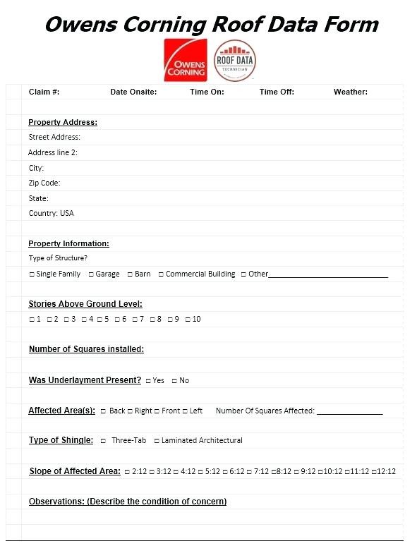 Roof Certification Form Blogosfear Org Template