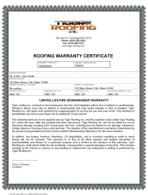 Roof Repair Warranty Template Ourshark Co Free Certification
