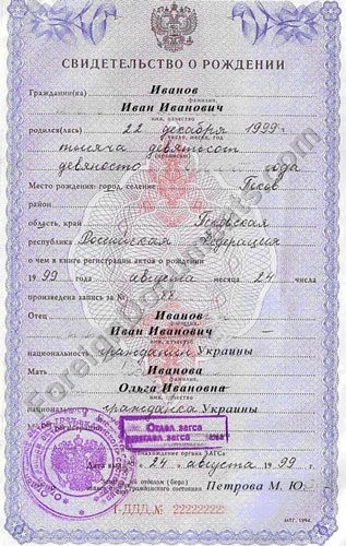 Russian Birth Certificate Translation Template