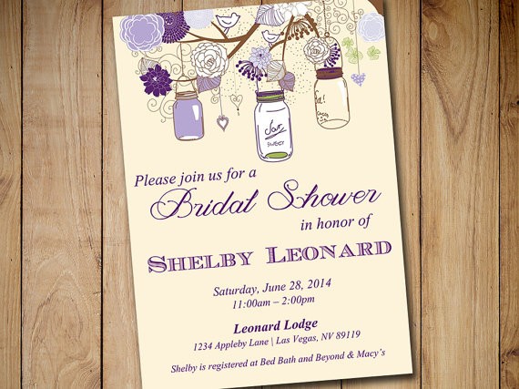 Rustic Bridal Shower Invitation Template Mason Jar Wedding
