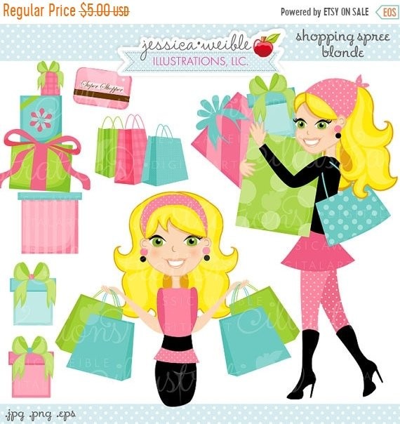 SALE Shopping Spree Blonde Cute Digital Clipart Commercial Etsy