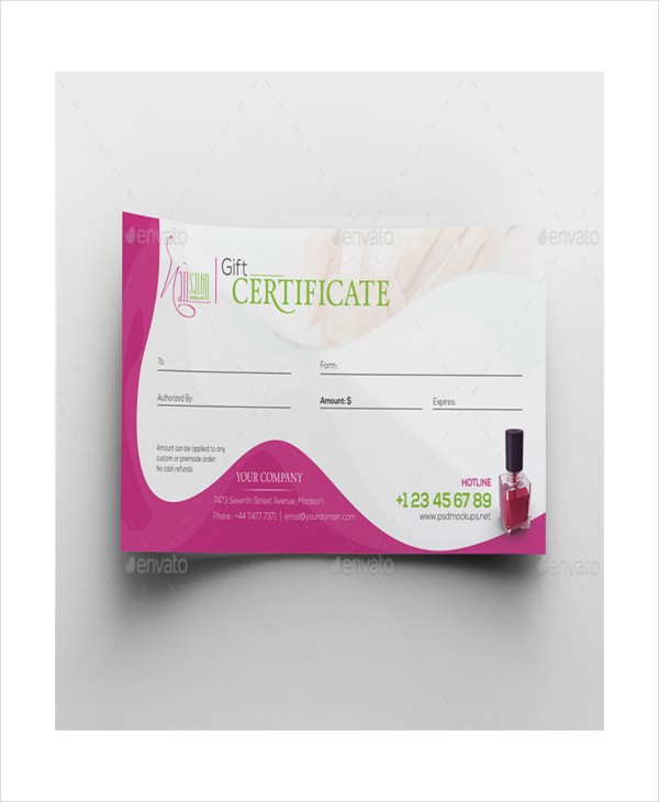 Salon Gift Certificate Template 9 Free PDF PSD AI Vector Nail