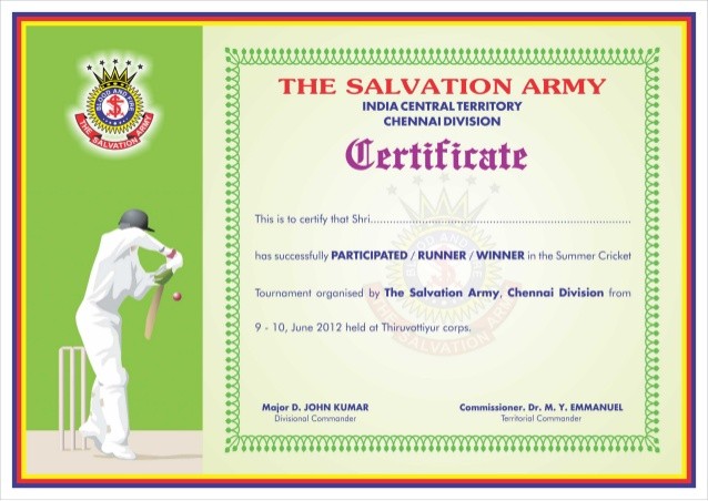 Salvation Sport Certificate Final