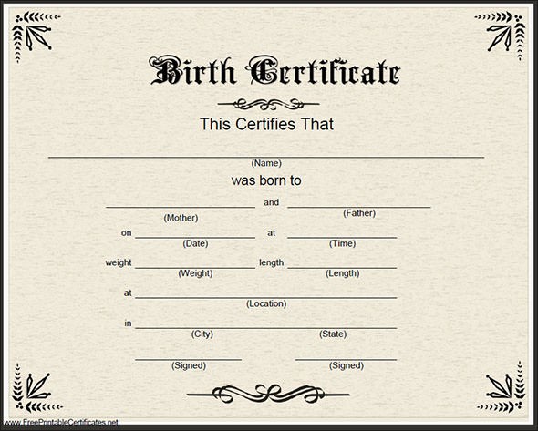 Sample Birth Certificate Template Dog