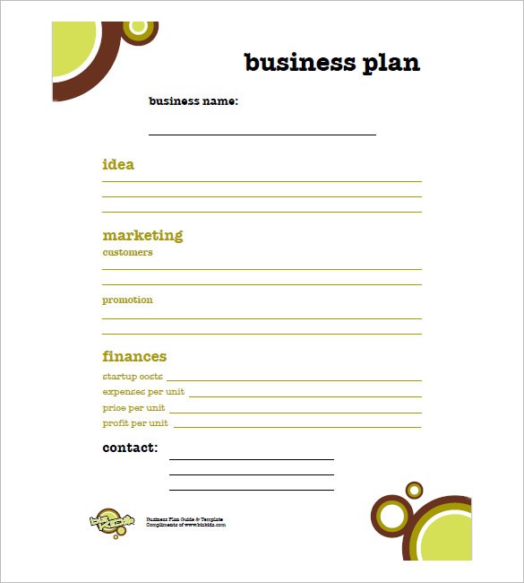 Sample Simple Business Plans Zrom Tk Free Plan