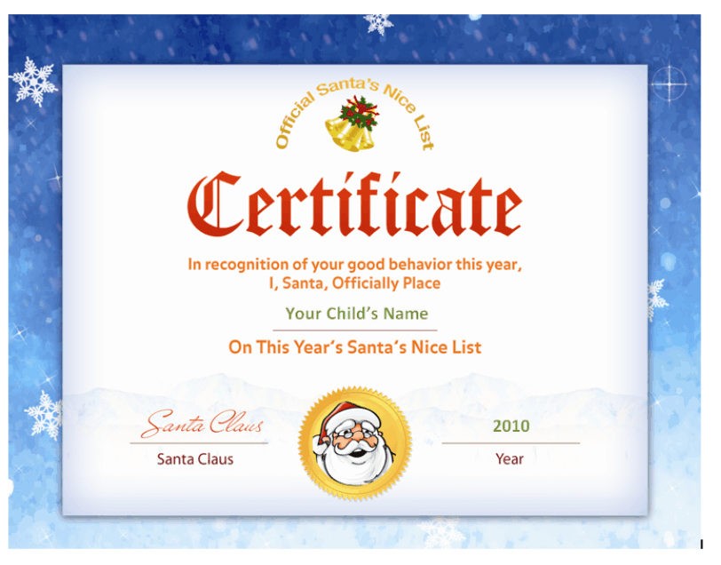 Santa S Nice List Certificate Seal Other Files Patterns Template