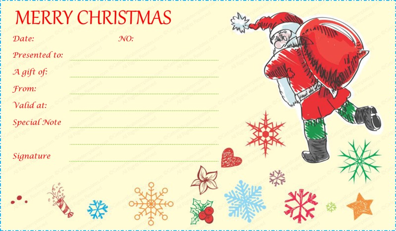 Santa With Gift Bag Certificate Template