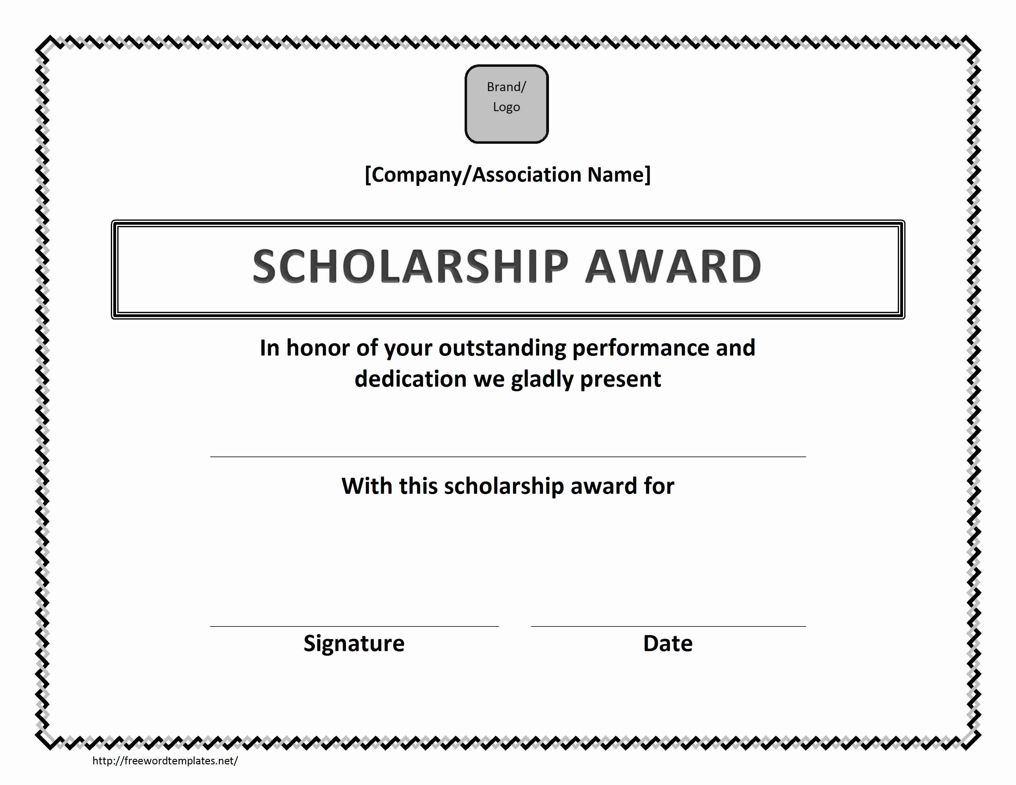 Scholarship Award Certificate Template Free