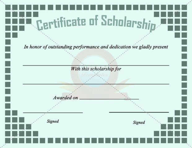 Scholarship Certificate Template SCHOLARSHIP CERTIFICATE TEMPLATES Award Free
