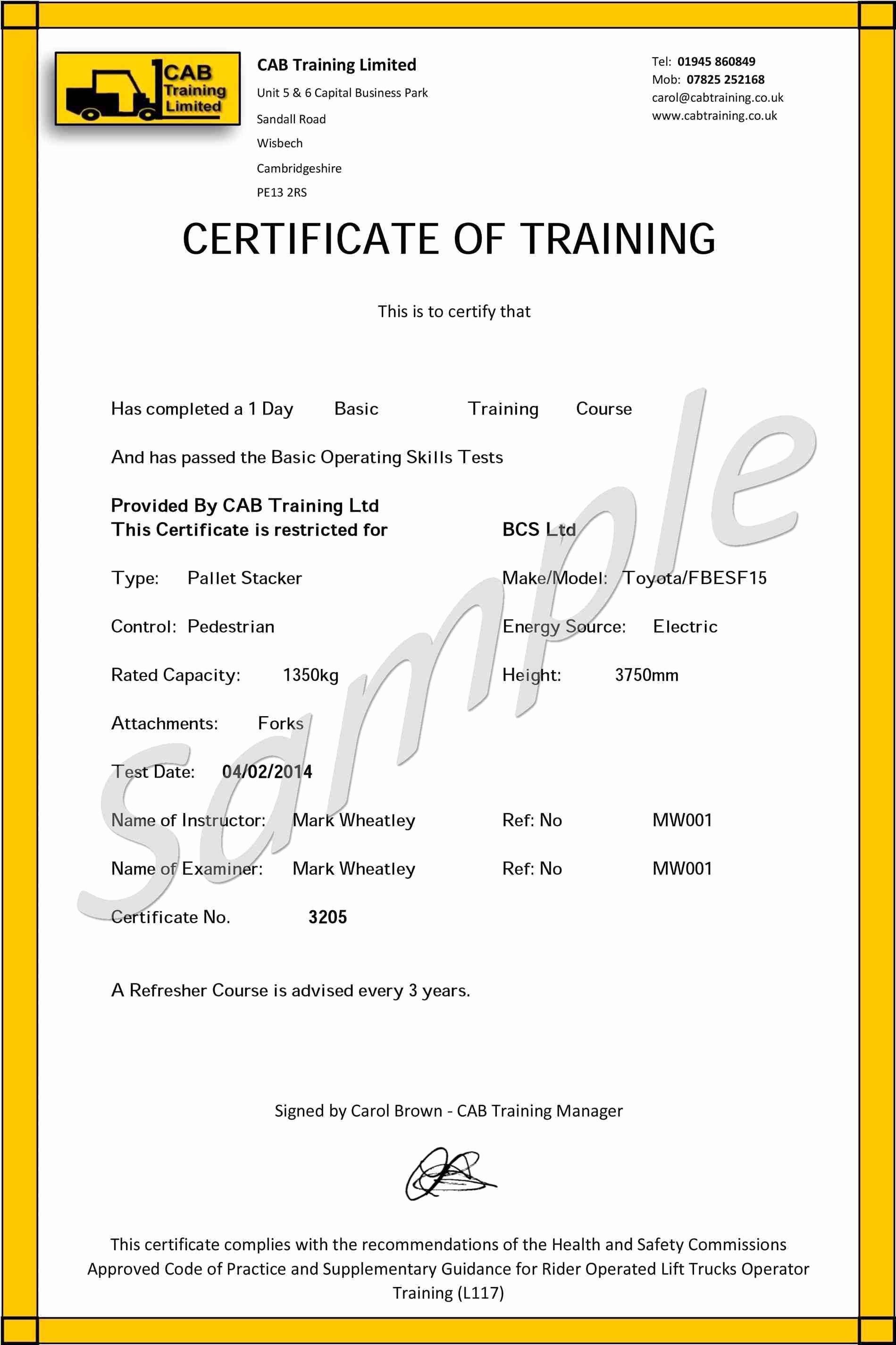 Scissor Lift Certification Card Template Forklift Operator