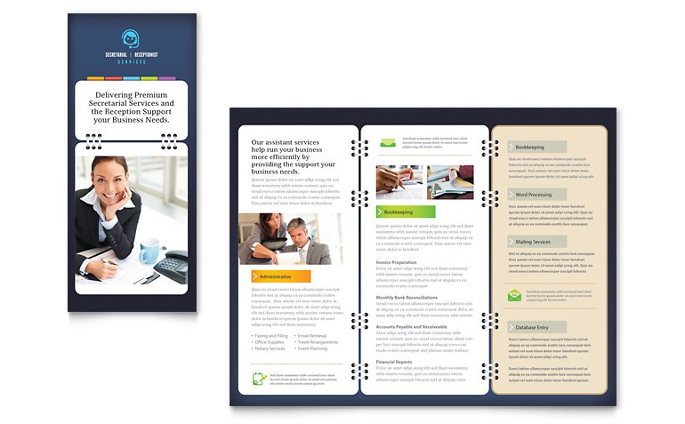 Secretarial Services Tri Fold Brochure Template Word Publisher Free Accounting Flyer
