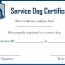 Service Dog Certificate Template Com Of Free