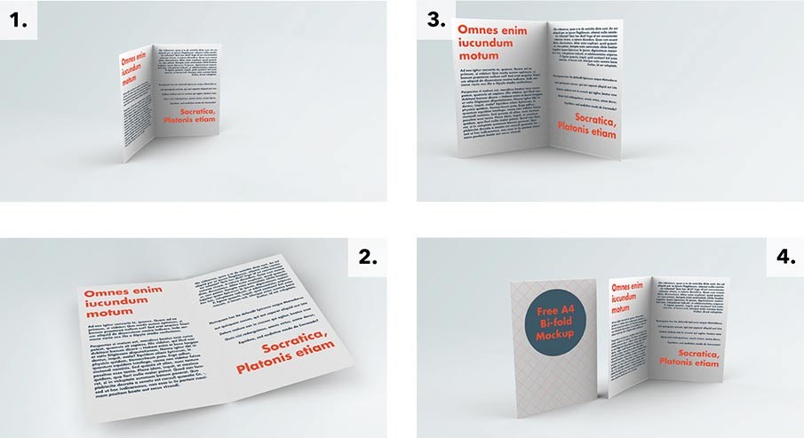 Set Of Bi Fold Brochure Mockups MockupWorld Bifold Booklet