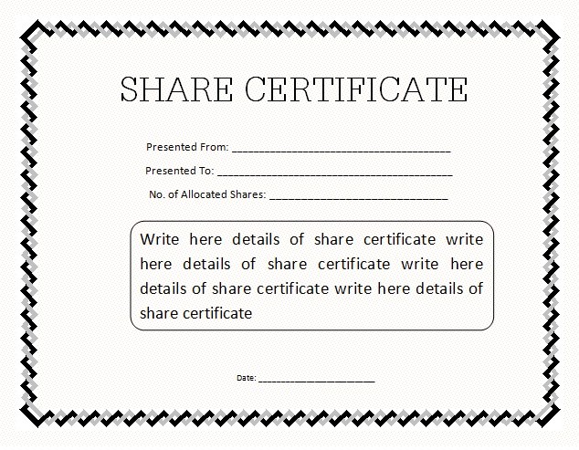 Share Certificate Template Doc Com Blank Certificates Free Download