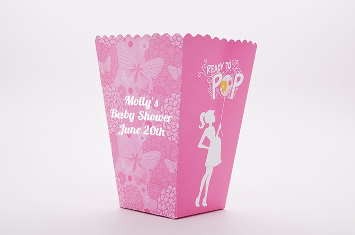 She S Ready To Pop Pink Personalized Baby Shower Popcorn Boxes