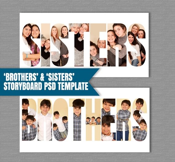 Sibling Storyboard Brothers Template Sisters Photoshop Etsy Collage
