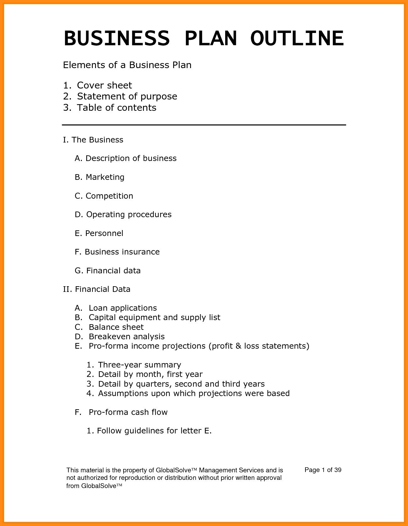 Simple Business Plan Template Free Nz