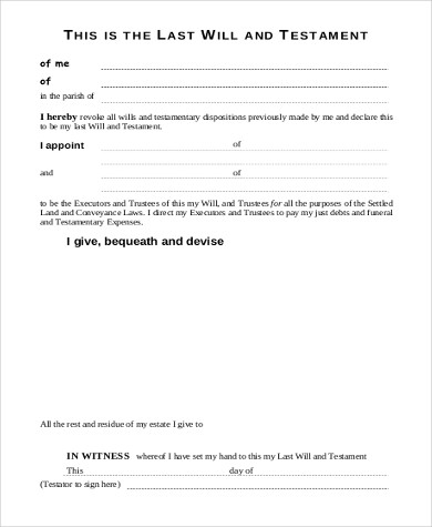 Simple Last Will Form Sample 8 Free Documents In Doc Pdf
