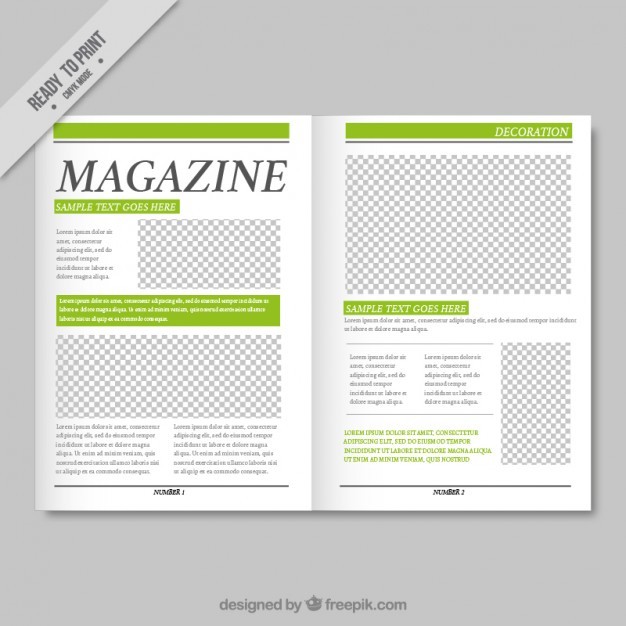 Simple Magazine Template With Green Details Vector Free Download