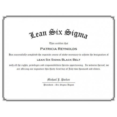 Six Sigma Black Belt Training With Minitab Software Certificate Template