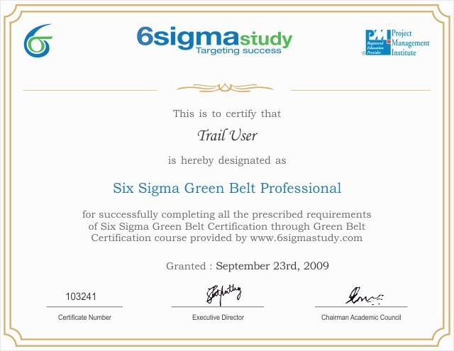 Six Sigma Green Belt Certification Template Black