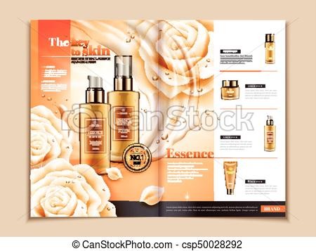 Skin Care Brochure Template Series Of Skincare Products On Magazine