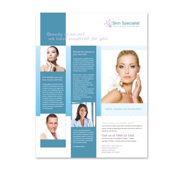 Skin Specialist Centre Flyer Template Care Brochure