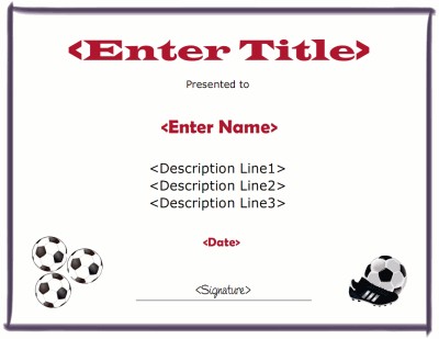 Soccer Certificate Template Templates