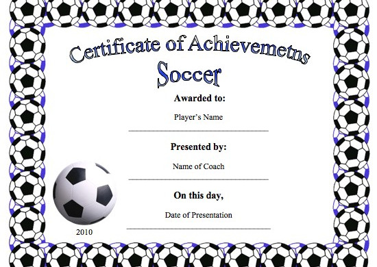 Soccer Certificate Template Word Templates