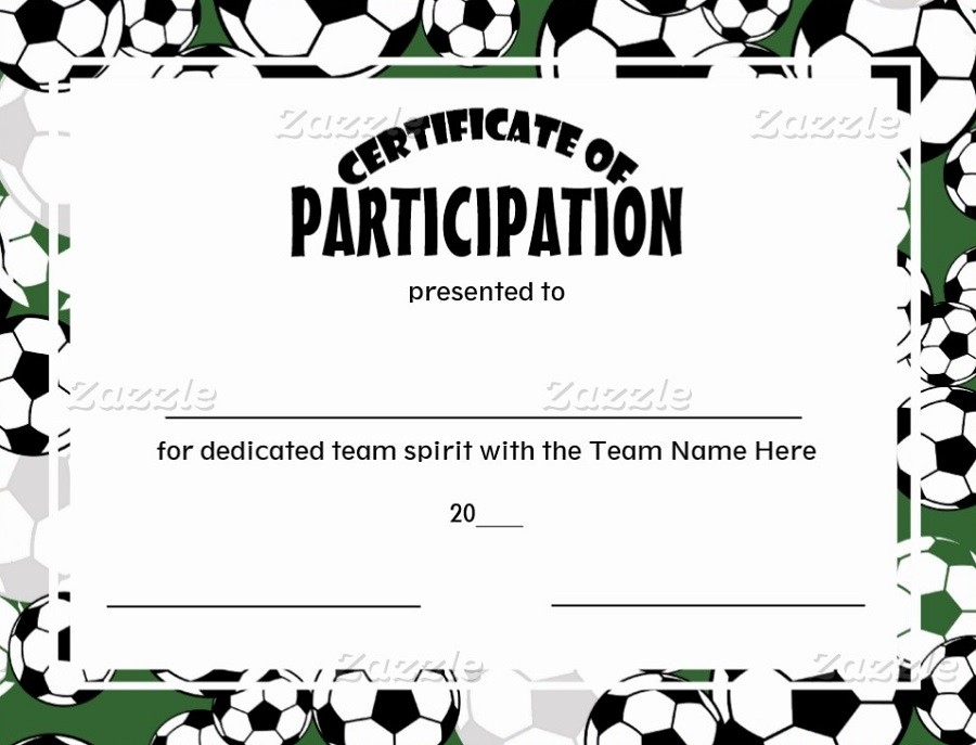 Soccer Participation Certificate Template Templates