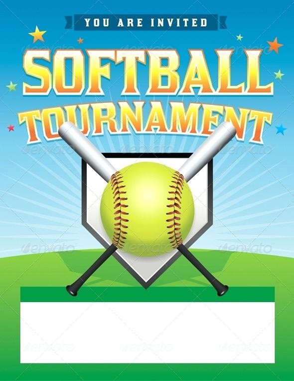 Softball Tournament Flyer Template Baseball Game Match Brochure