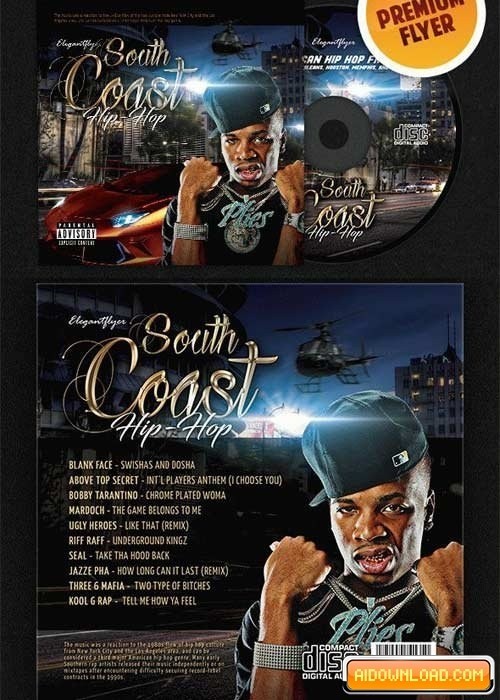 South Coast Hip Hop CD Cover PSD Template Free Download Cd Templates