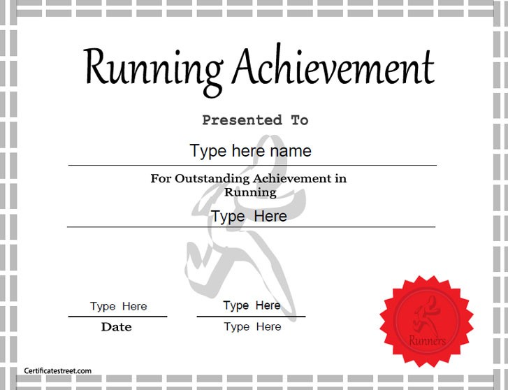Sports Certificates Template For Achievement In Running Certificate