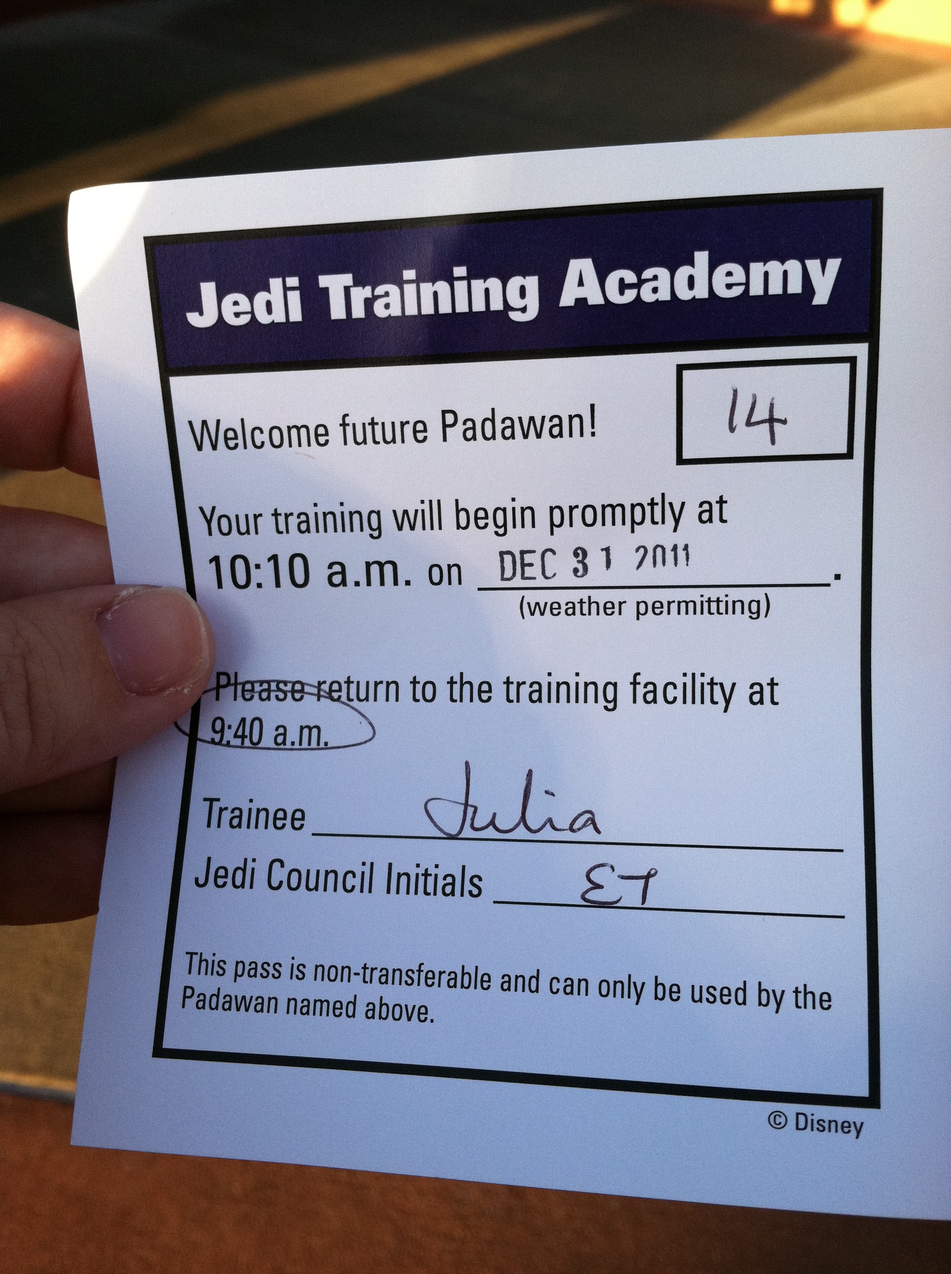 Star Wars Jedi Training Academy Certificate