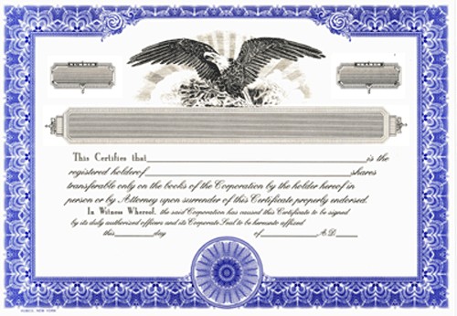 Stock Certificate Template Incorporation Blank Share Certificates Free Download