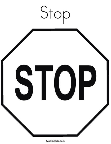 Stop Coloring Page Twisty Noodle Sign Template