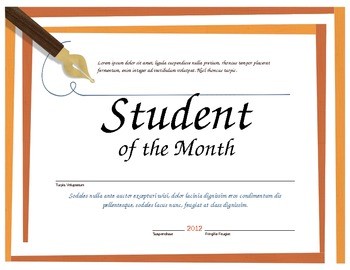 Student Of The Month Microsoft Word Certificate Template By Miss D S Award