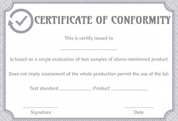 Supplier Certificate Of Conformance Templates Conformity Template Free