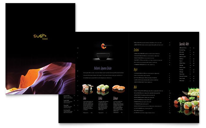 Sushi Restaurant Menu Template Design Illustrator