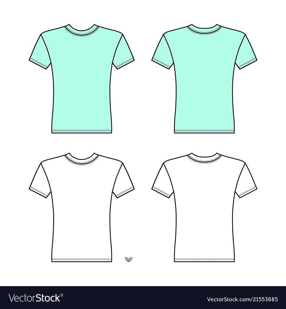 T Shirt Man Template Front Back Views Royalty Free Vector Outline And