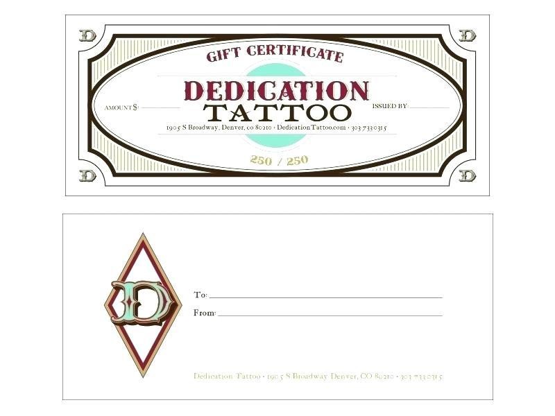 Tattoo Gift Certificate Template Free Creativepoem Co