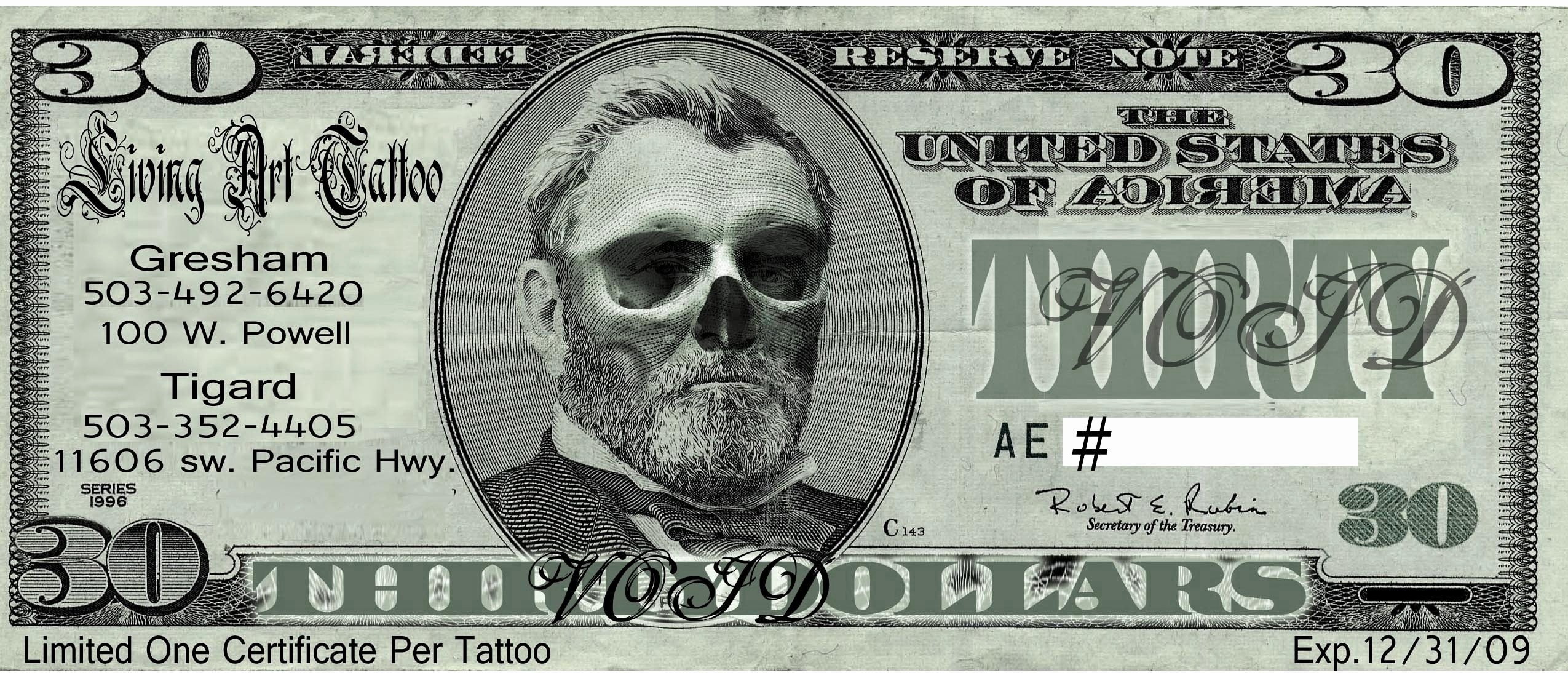 Tattoo Gift Certificate Template Free Invoice