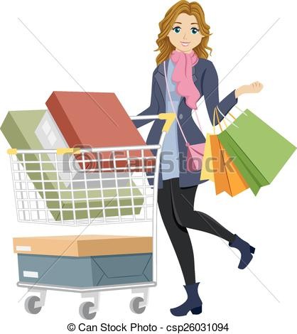 Teen Girl Shopping Illustration Of A Teenage On Spree Clipart