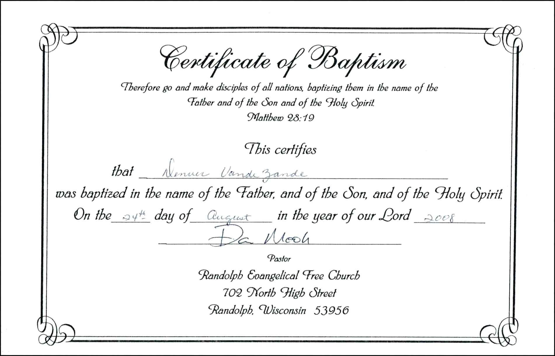 Template For Baptism Certificate Zrom Tk Pdf