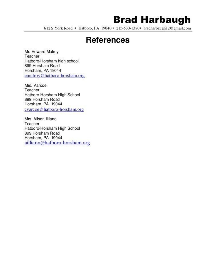 Template For Resume References Professional
