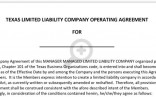 TEXAS LLC OPERATING AGREEMENT Free Template Llc Agreement