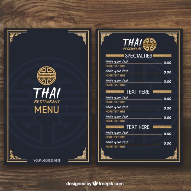 Thai Menu Template Vector Free Download Asian